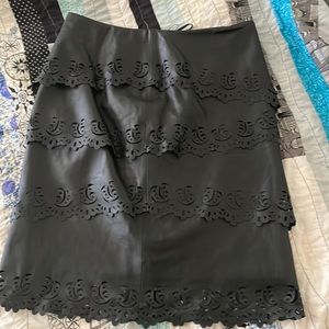 Black leather cut out skirt White House black market